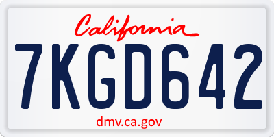 CA license plate 7KGD642