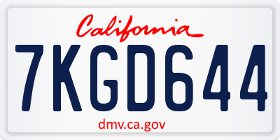 CA license plate 7KGD644