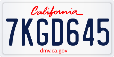 CA license plate 7KGD645