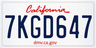 CA license plate 7KGD647
