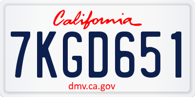CA license plate 7KGD651