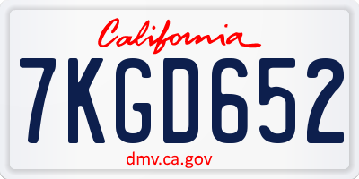 CA license plate 7KGD652