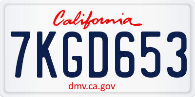 CA license plate 7KGD653