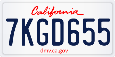 CA license plate 7KGD655