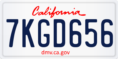 CA license plate 7KGD656