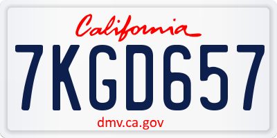 CA license plate 7KGD657