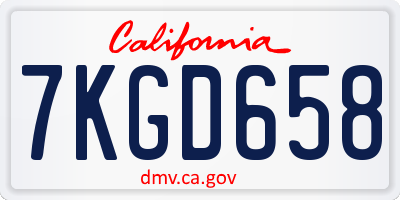 CA license plate 7KGD658