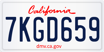 CA license plate 7KGD659