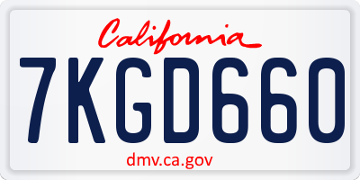 CA license plate 7KGD660