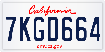 CA license plate 7KGD664