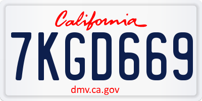 CA license plate 7KGD669