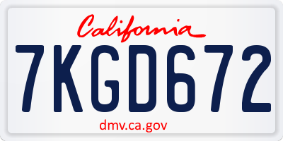CA license plate 7KGD672