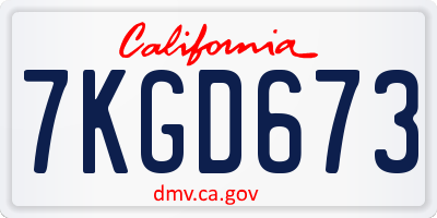CA license plate 7KGD673