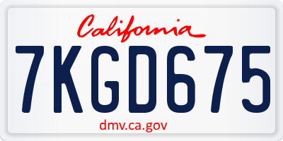 CA license plate 7KGD675