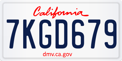 CA license plate 7KGD679
