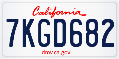 CA license plate 7KGD682