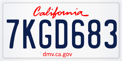 CA license plate 7KGD683