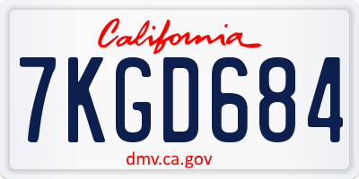 CA license plate 7KGD684
