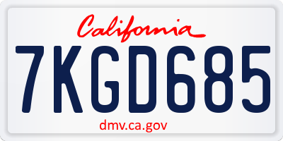 CA license plate 7KGD685