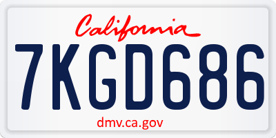 CA license plate 7KGD686