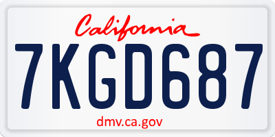 CA license plate 7KGD687