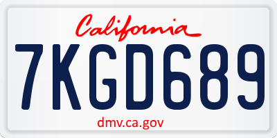 CA license plate 7KGD689