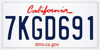 CA license plate 7KGD691