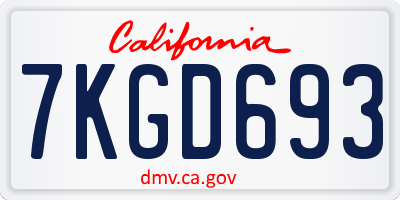 CA license plate 7KGD693
