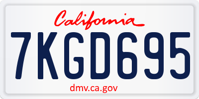 CA license plate 7KGD695