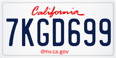 CA license plate 7KGD699