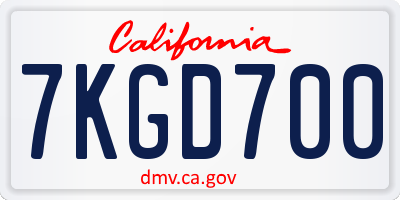 CA license plate 7KGD700