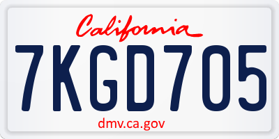 CA license plate 7KGD705