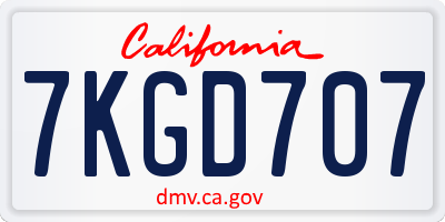 CA license plate 7KGD707