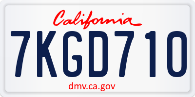 CA license plate 7KGD710