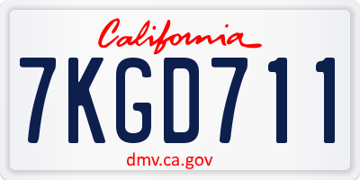 CA license plate 7KGD711