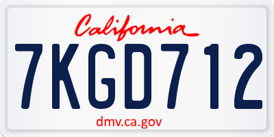 CA license plate 7KGD712