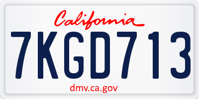 CA license plate 7KGD713