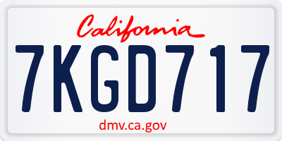 CA license plate 7KGD717