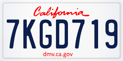 CA license plate 7KGD719