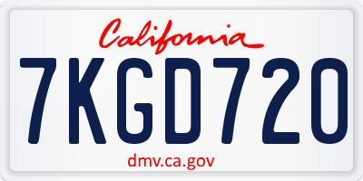 CA license plate 7KGD720