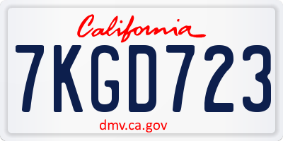 CA license plate 7KGD723