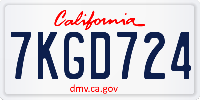 CA license plate 7KGD724