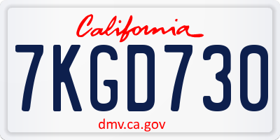 CA license plate 7KGD730