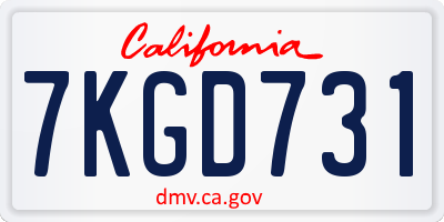 CA license plate 7KGD731