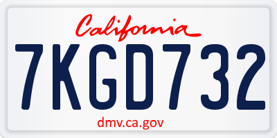 CA license plate 7KGD732