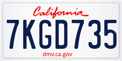 CA license plate 7KGD735