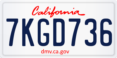 CA license plate 7KGD736