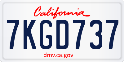 CA license plate 7KGD737
