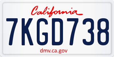 CA license plate 7KGD738