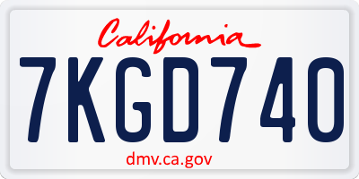 CA license plate 7KGD740